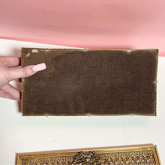 Vintage victorian ornate gold bow ribbon tissue box holder - Picture 6 of 7